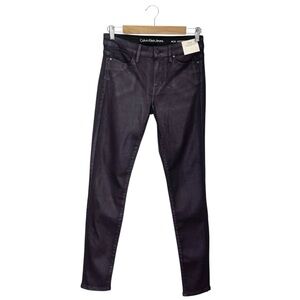 Calvin Klein Leggings Jeans Dark Purple Size 28/6 Skinny Coated Fabric New NWT